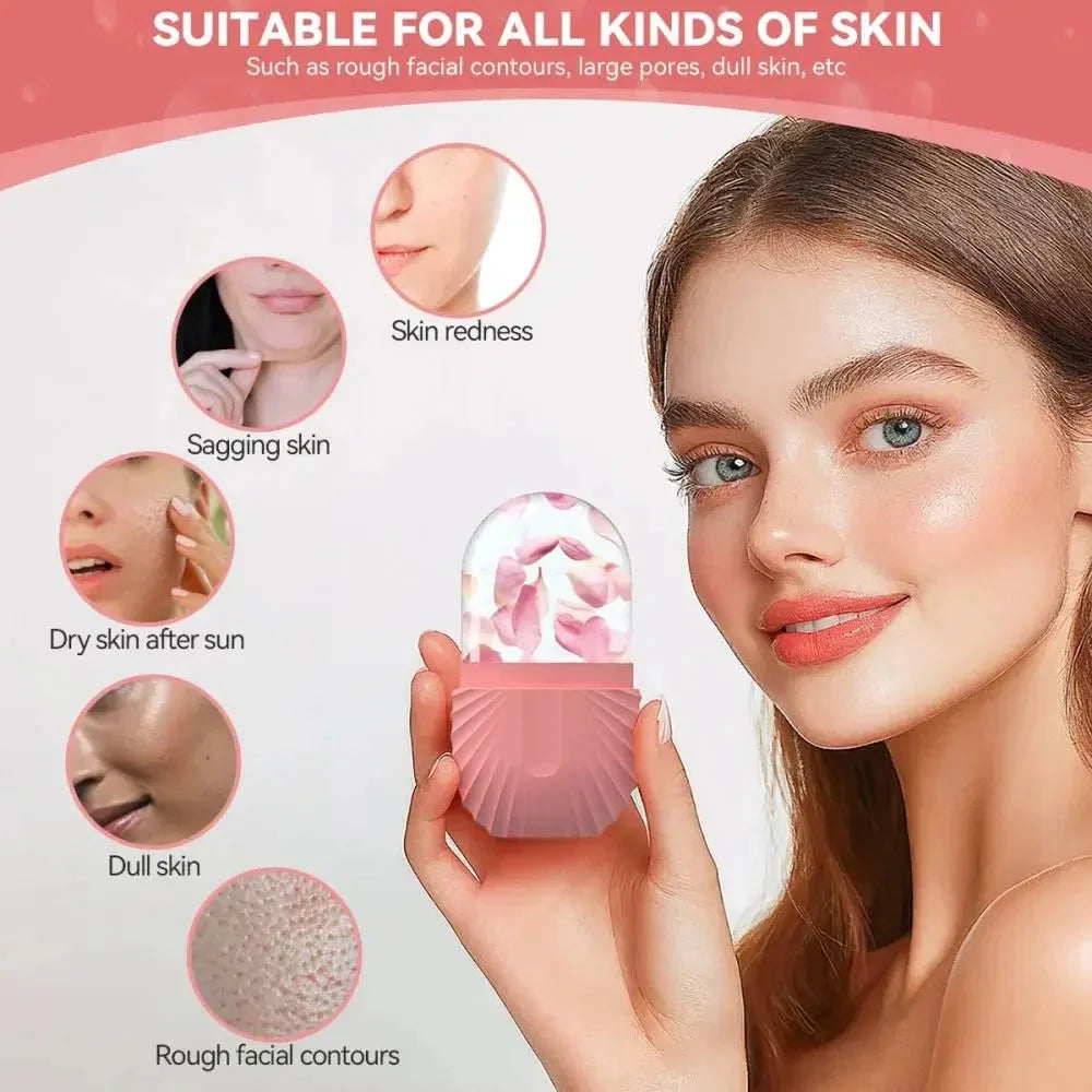 Silicone facial ice roller for depuffing skin